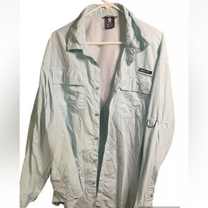 Little Donkey Andy Button Front Shirt Mens 2X Blue Fishing Hiking Pockets Vented